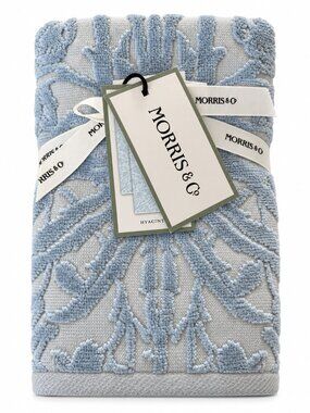 William Morris Hyacinth Hand Towels Soft Luxury 18x28" Blue Set of 2 Textured